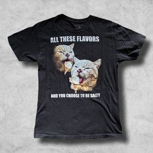 Salty Attitude Cat + Ice Cream T-shirt sz M